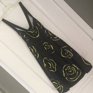 INC 100% silk dress with frayed roses